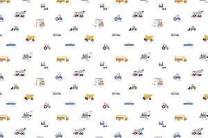 Cute Scandi Cars Seamless Patterns