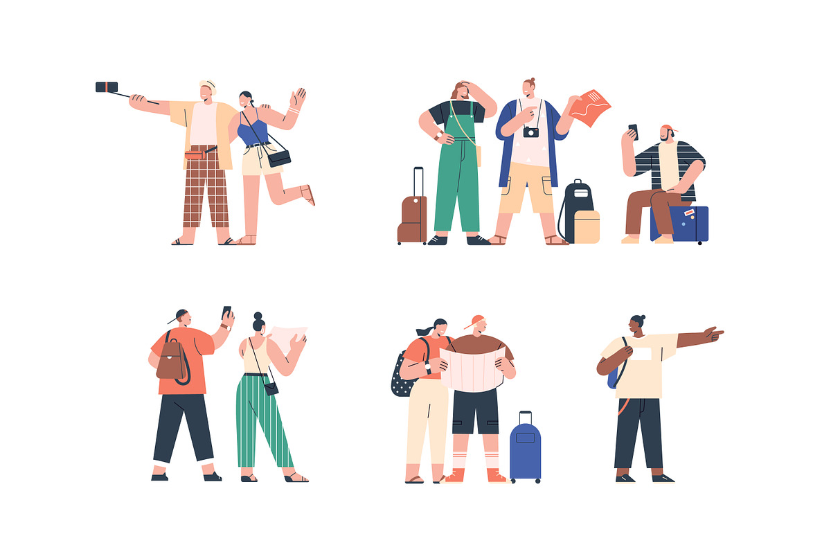 Tourists sightseeing on travel set, a Person Illustration by Good Studio (Photo 2 of 3)