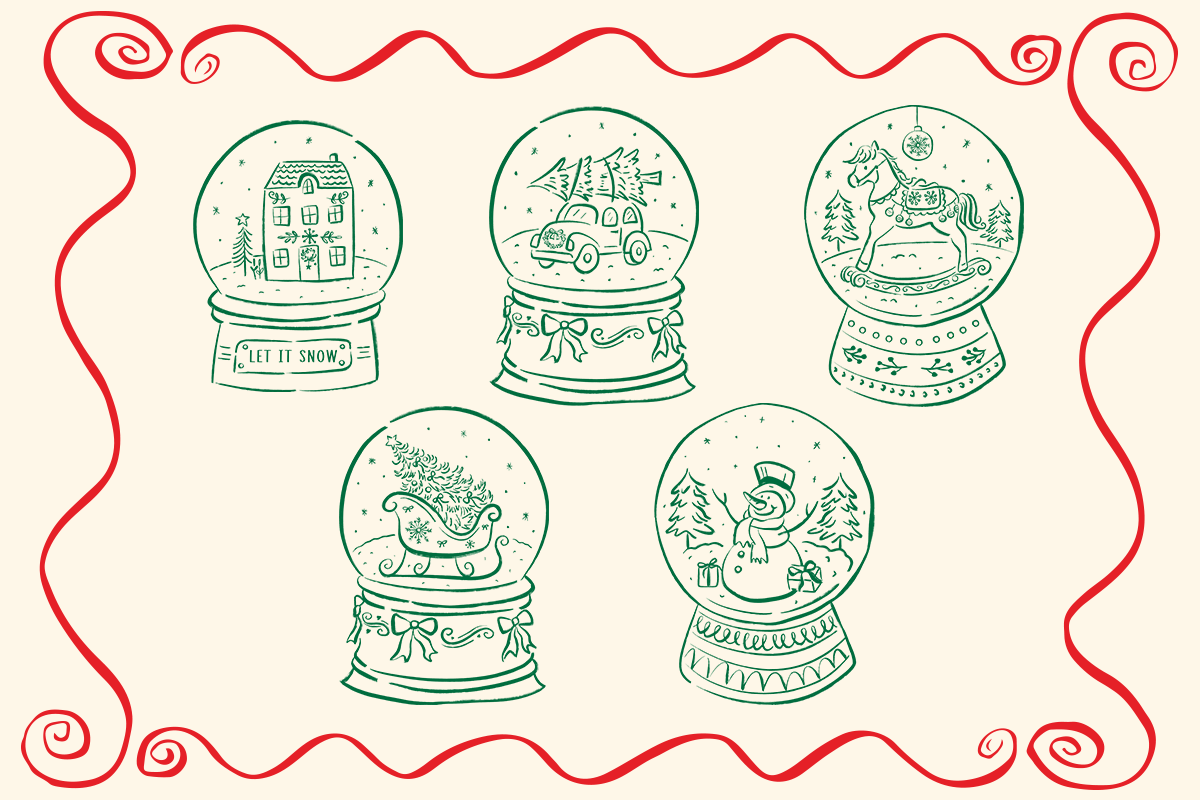 Christmas Snow Globes Hand Drawn, a Seasonal Illustration by LemonDesign (Photo 2 of 3)