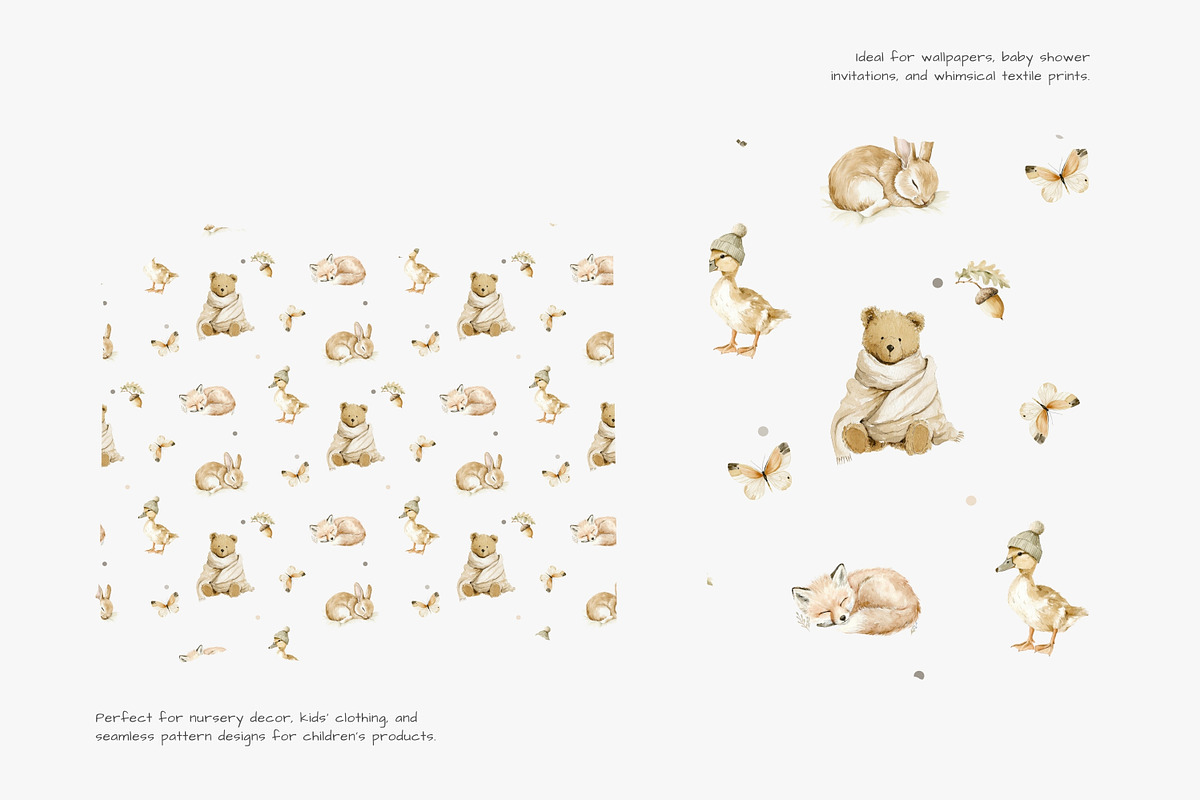 nursery woodland seamless pattern, a Pattern Graphic by Pink Studio Art (Photo 4 of 5)