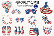 4th of July Watercolor Clipart PNG, a Decorative Illustration by Maysa Art (Thumbnail 4 of 5)