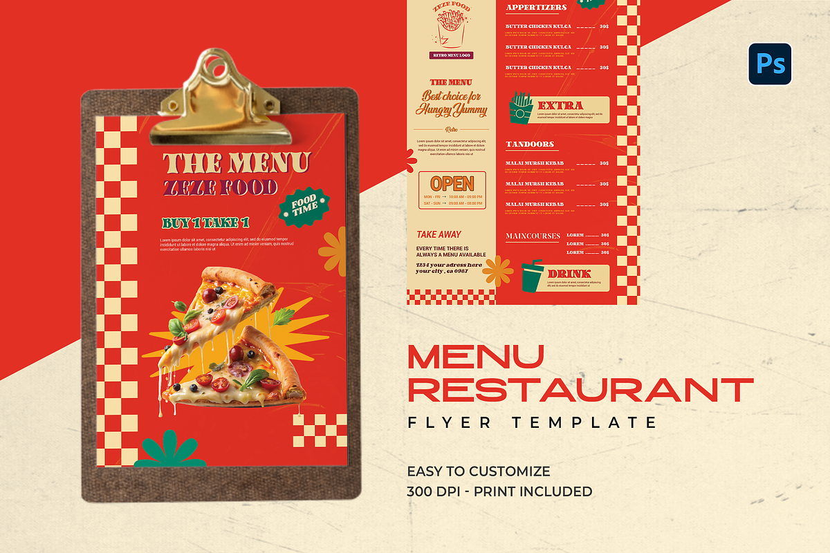 Retro Menu Flyer, a Flyer Template by Azruca (Photo 1 of 3)