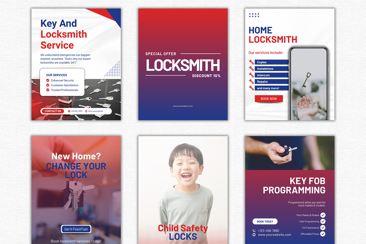Locksmith Instagram Canva Templates, a Social Media Template by Talipic Designs (Photo 3 of 8)