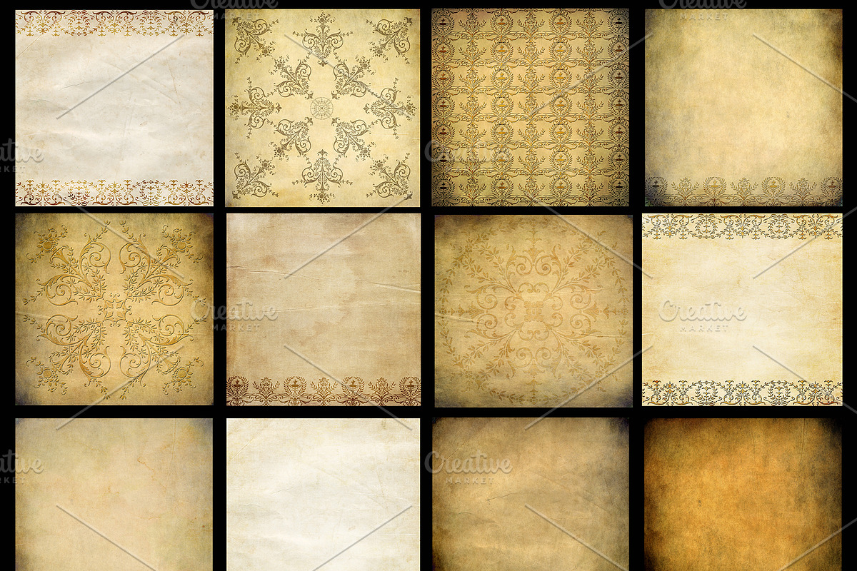 Vintage Stencil Damask Digital Paper preview 2