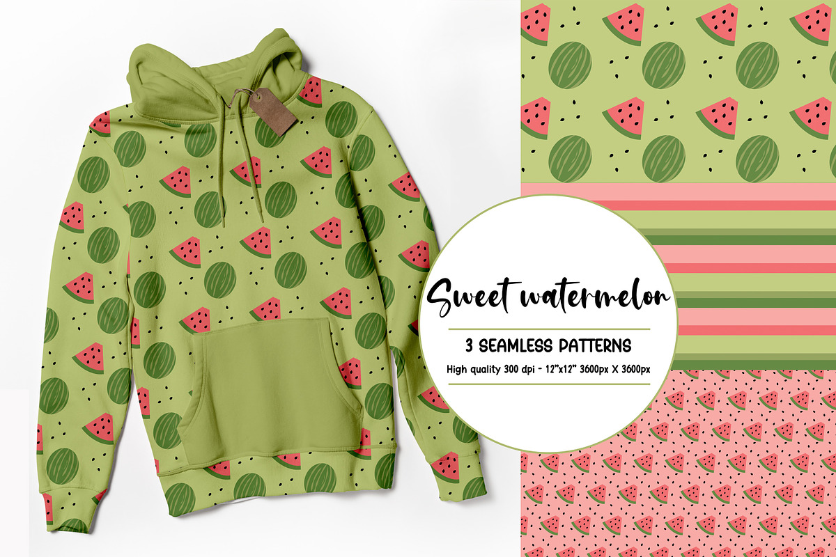 Digital Paper Pack Sweet Watermelons, a Pattern Graphic by Akwadesign (Photo 1 of 6)