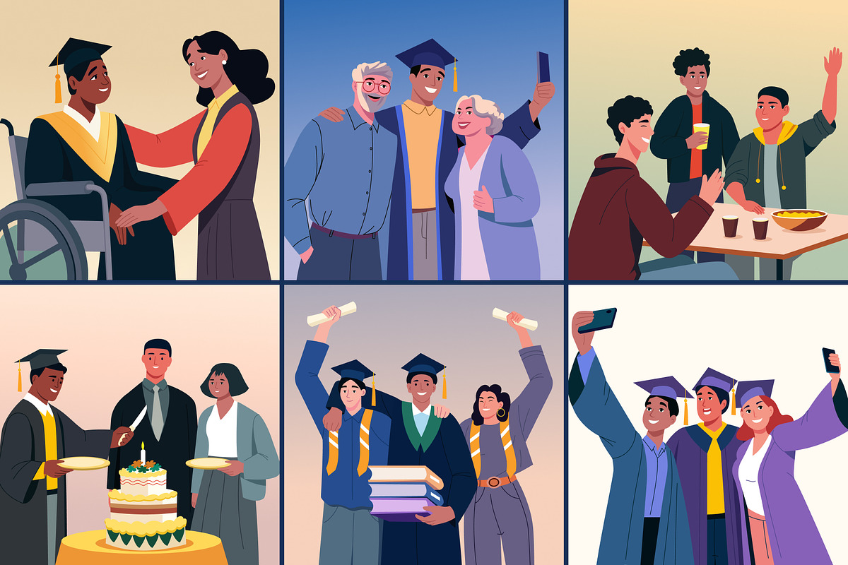 Graduation Illustration Art Set, an Education Illustration by Brickclay (Photo 5 of 10)