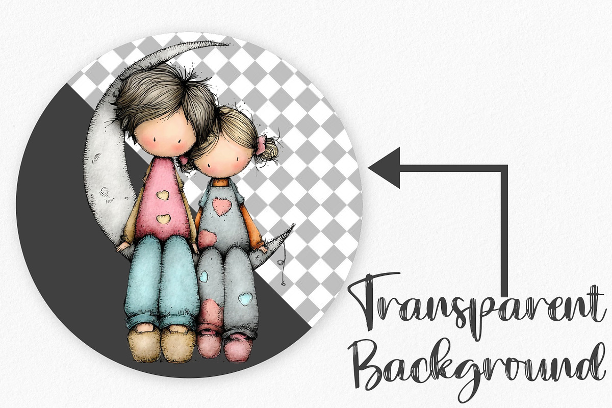 Whimsical Valentine Lovers Clipart, an Illustration by Canvas Craft (Photo 2 of 6)