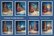 Christmas Tree Night Illustration, a Decorative Illustration by Housui Patterns (Thumbnail 6 of 9)