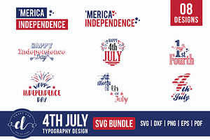 4th Of July Typography SVG Bundle