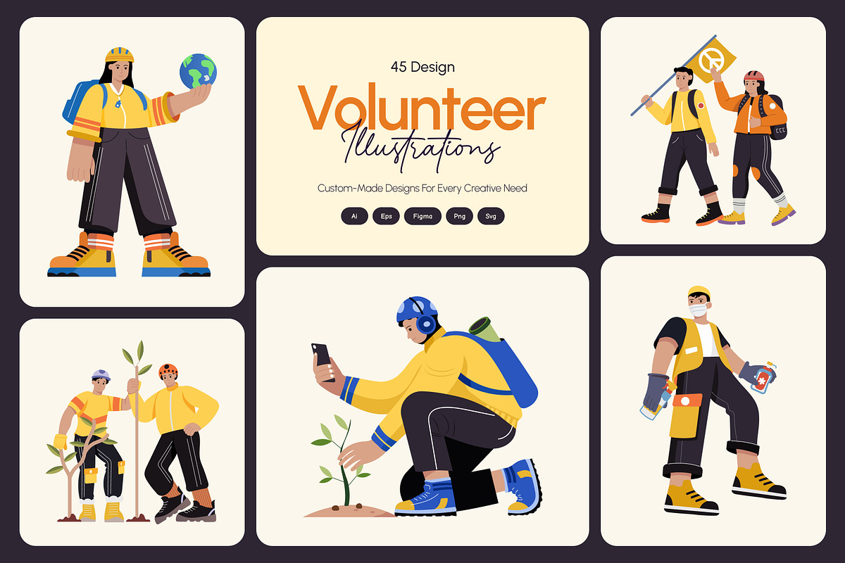 Volunteer Illustration Art Set, a Person Illustration by Vectors Market (Photo 1 of 9)