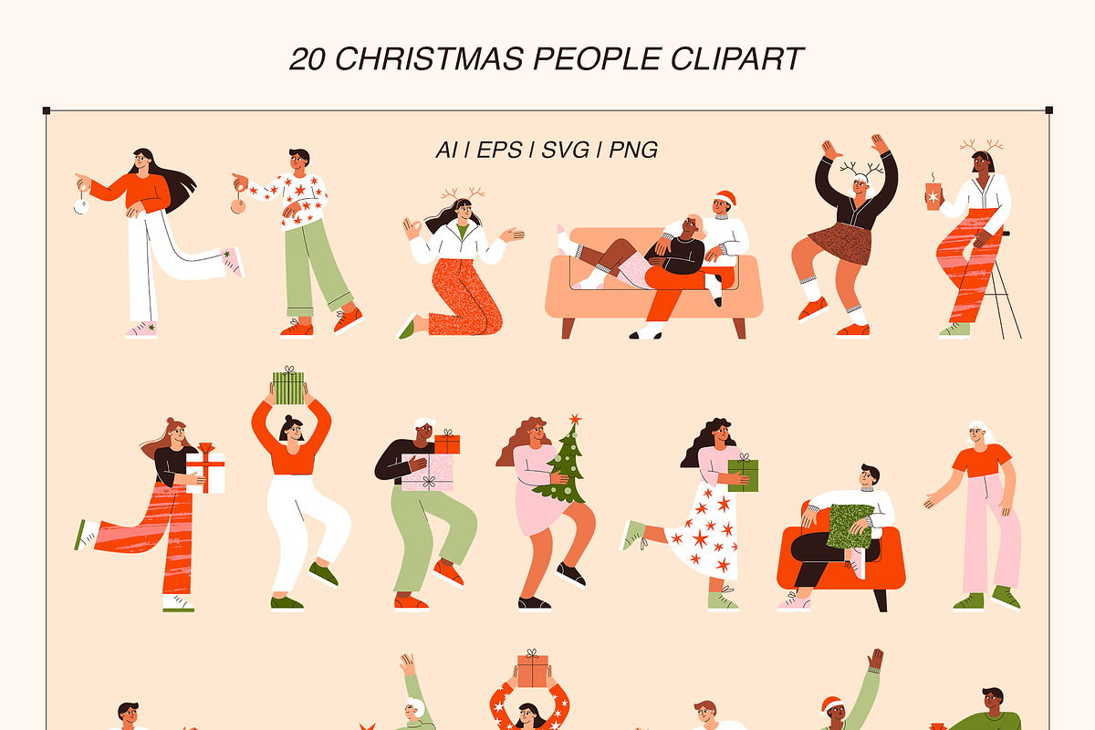 Christmas Party People Illustrations, an Object Graphic by ArtFM (Photo 8 of 13)