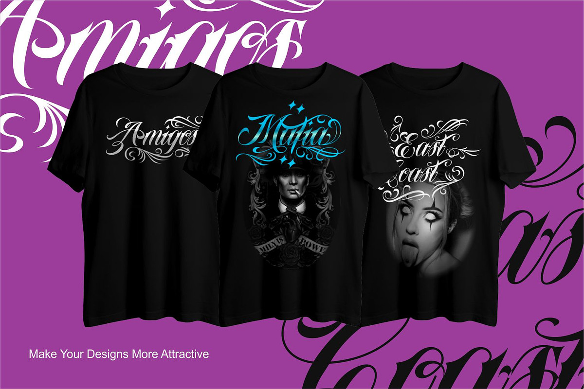 Amigos Chicano Script Tattoo Font, a Script Font by WhymoreArt (Photo 8 of 13)