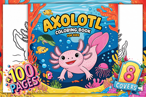Axolotl Coloring Pages for Kids, an Animal Illustration by Design Station