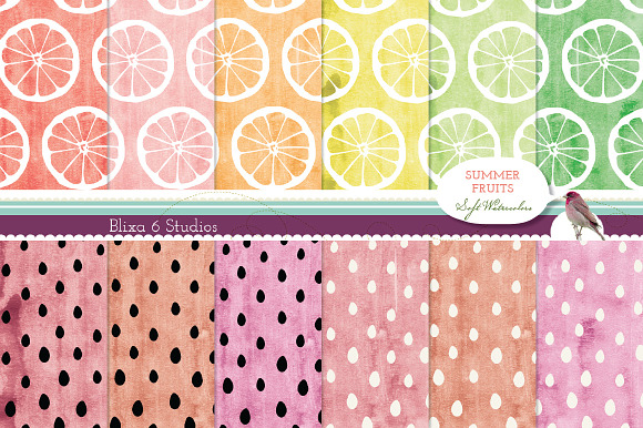 12 Summer Fruit Digital Patterns preview 6
