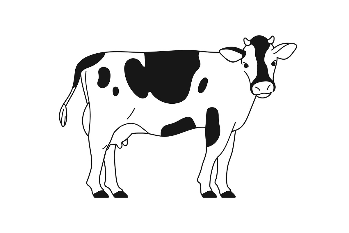 Dairy milk cows & calf, line art set, an Animal Illustration by Good Studio (Photo 5 of 7)