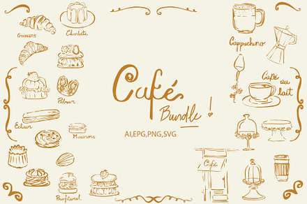 French coffee shop clipart, an Object Graphic by MayBay Studio