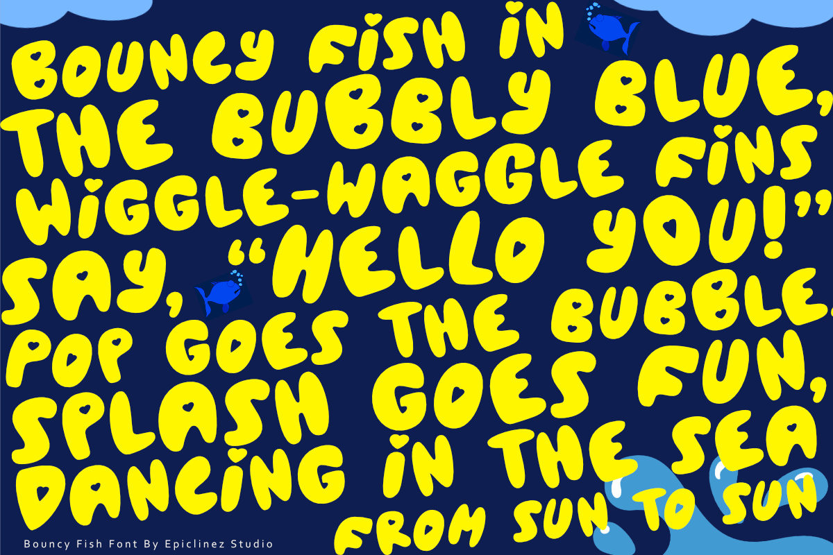 Bouncy Fish Font, a Handwritten Font by Epiclinez (Photo 3 of 5)