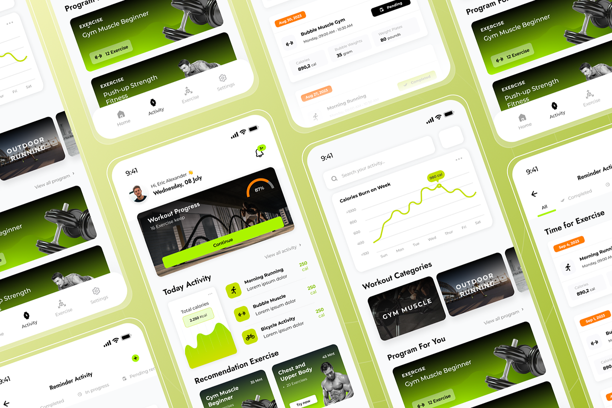 Fit Zone Fitness Mobile App UI Kits, an UI Kit Template by SquidPixey (Photo 3 of 3)