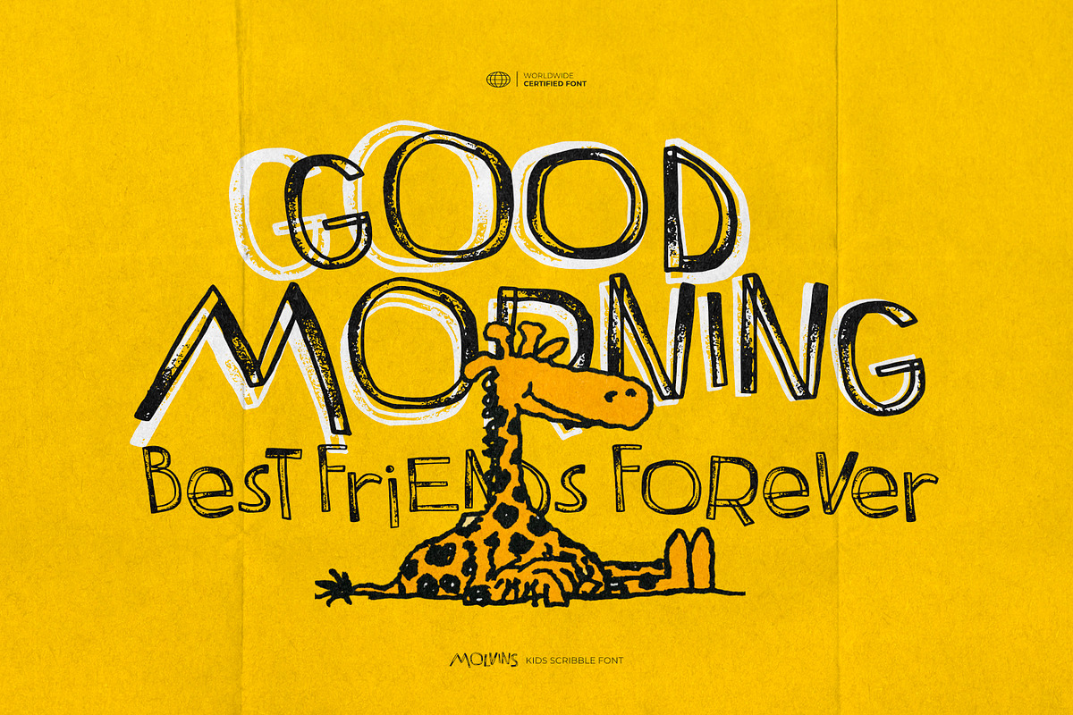 Molvins - Kids Scribble Font, a Symbol Font by ikiiko (Photo 3 of 7)