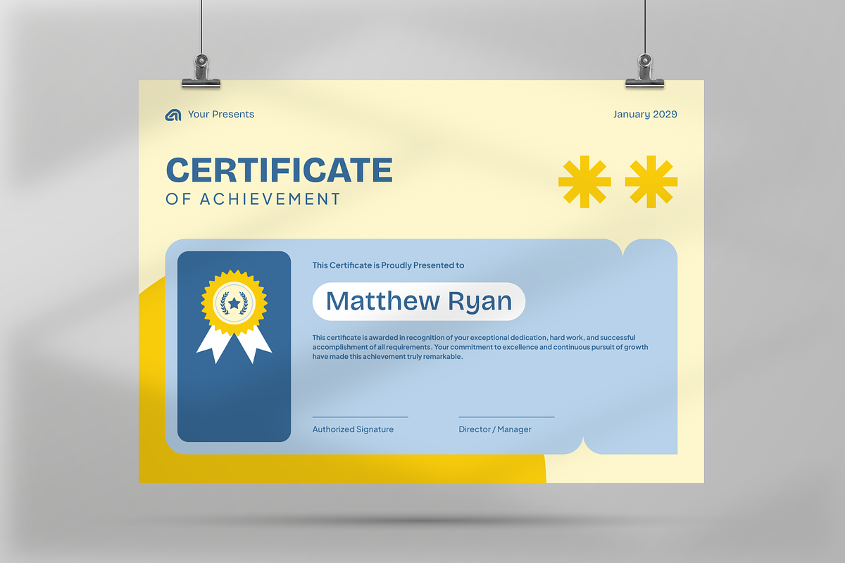 Modern Certificate Of Achievement, a Stationery Template by Annora Studio (Photo 5 of 6)