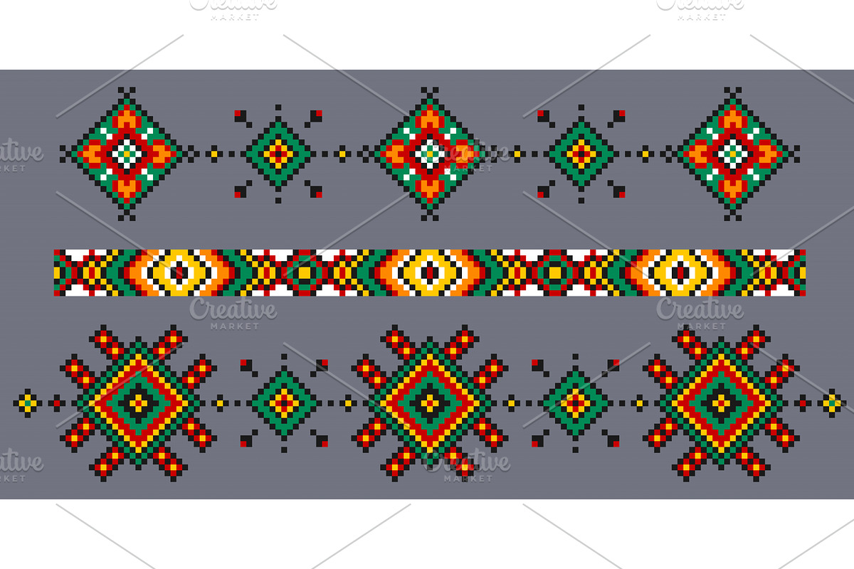 Ukrainian embroidery ornament set, an Object Illustration by art PVP - market