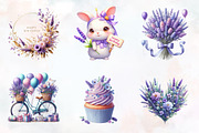 Lavender Floral Birthday Clipart, an Illustration by RobertsArt (Thumbnail 2 of 7)