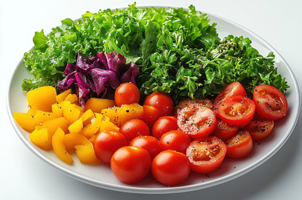Freshly prepared vegetable platter f, a Photo by Tanuart