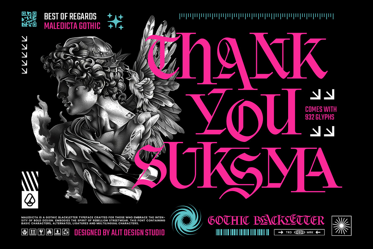 Maledicta Typeface, a Blackletter Font by alit design (Photo 16 of 16)