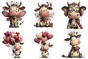 Whimsical Valentine Cow Clipart, an Illustration by DreamArtGraphic (Thumbnail 4 of 5)
