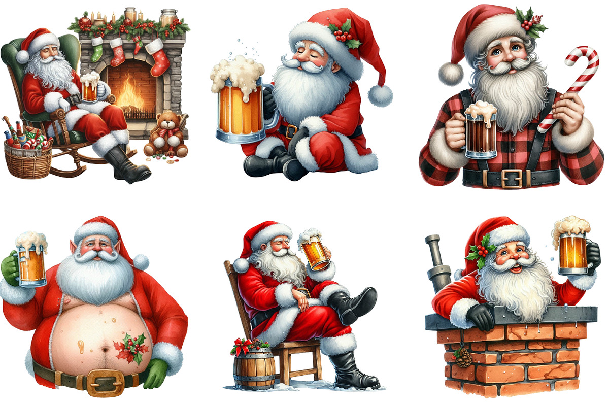 Christmas Santa Holding Beer Mug, an Illustration by DreamArtGraphic (Photo 5 of 5)