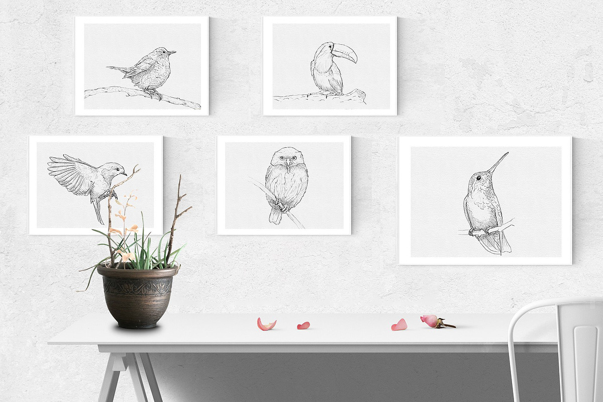 5 Ink Watercolor Birds, an Animal Illustration by Natsuhisui (Photo 5 of 8)