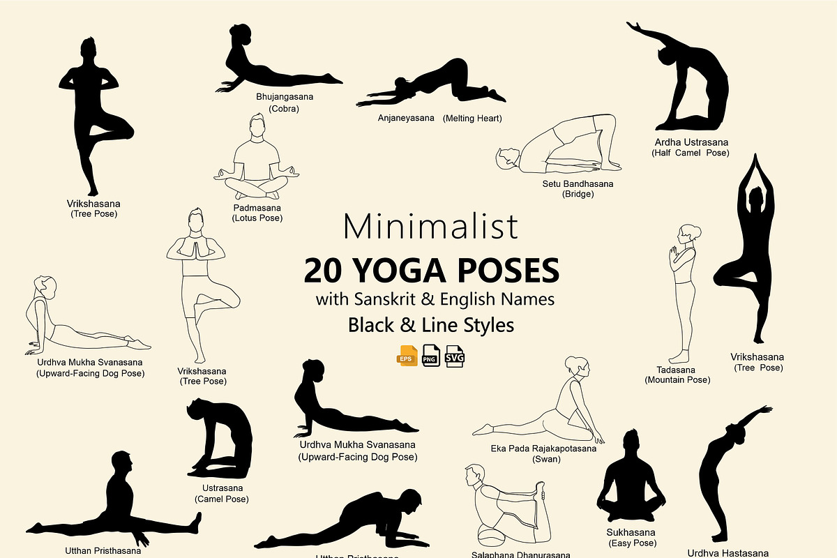 Minimalist Yoga Poses Silhouettes, a Graphic by Svetlana Voloshina (Photo 1 of 3)