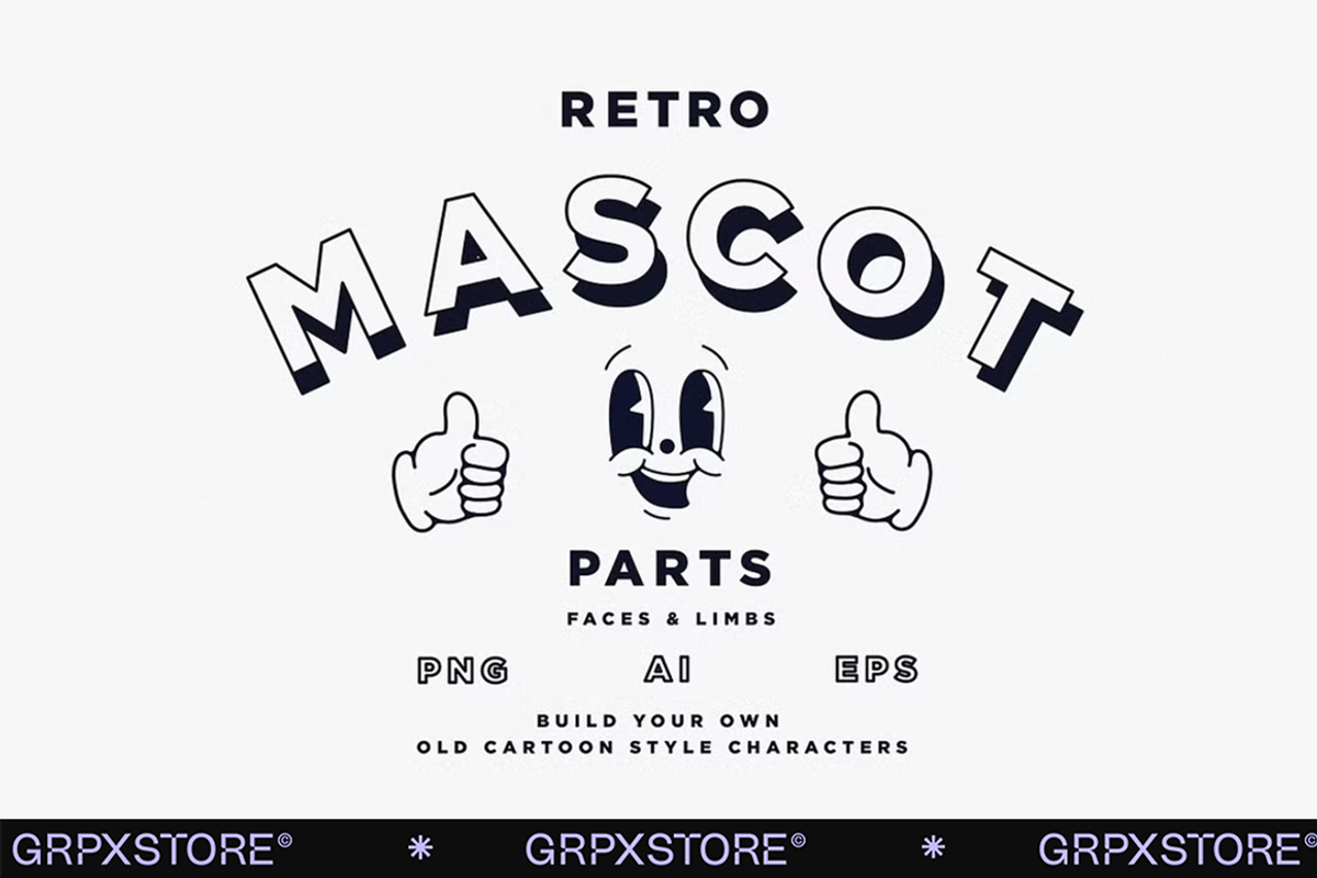 Retro Mascot Parts | Faces & Limbs, an Illustration by GRPXSTORE (Photo 1 of 4)