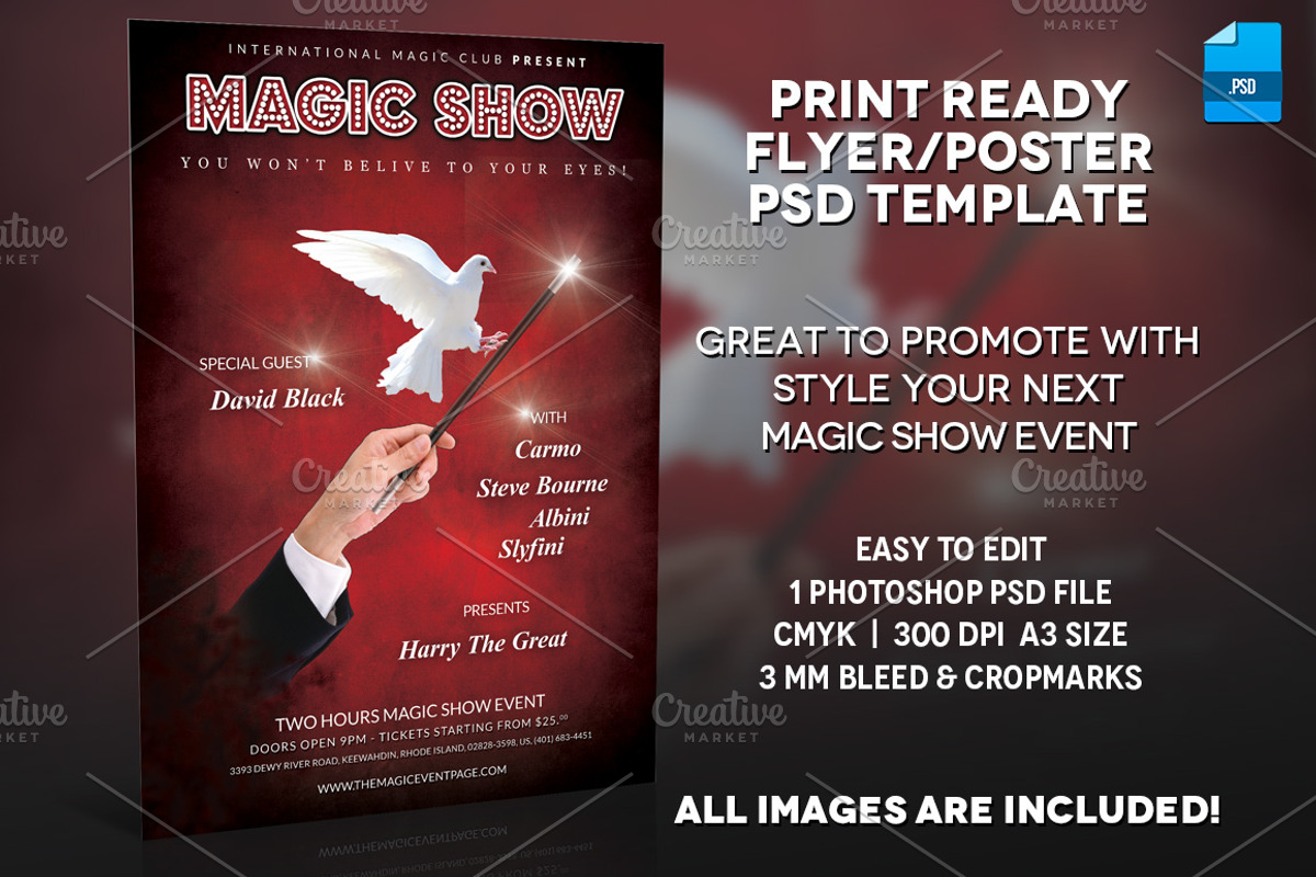 Magician Poster Print Template v.3, a Flyer Template by Illusiongraphic