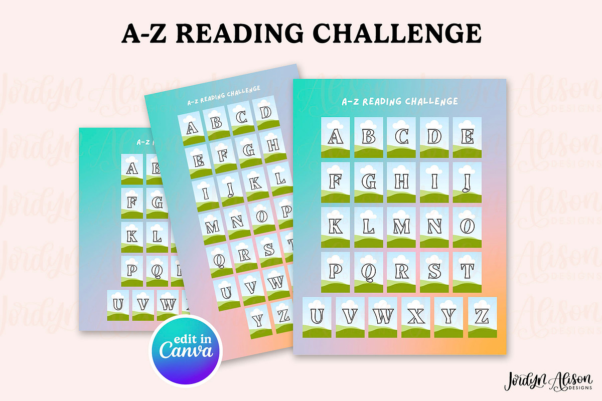 A-Z Reading Challenge Canva Template, a Design Template by Jordyn Alison Designs (Photo 1 of 3)