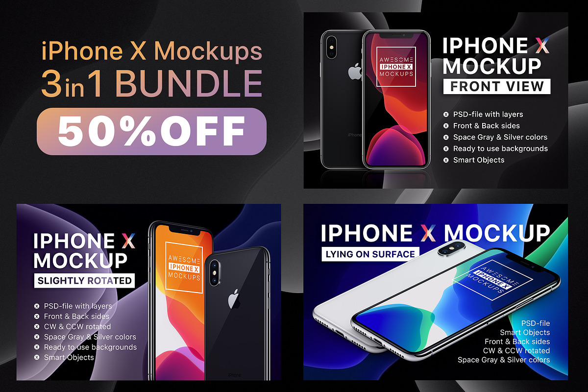 iPhone X Mockups Bundle, an iPhone Mockup by Mockups & Illustrations (Photo 1 of 18)