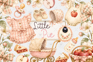 Little Pie Baby Autum Clipart, a Decorative Illustration by BigCakeBee