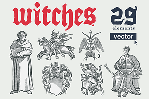 Witches Vector Illustrations Set