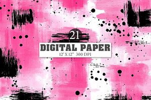 Messy Pink Brushstroke Digital paper, an Illustration by Designworld