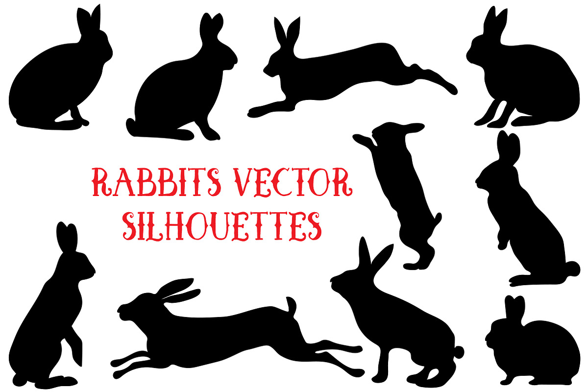 Rabbit vector silhouettes set, an Object Graphic by Orangepencil