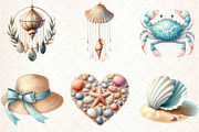 Summer Coastal Serenity Clipart, an Illustration by Libby Wishes (Thumbnail 5 of 7)
