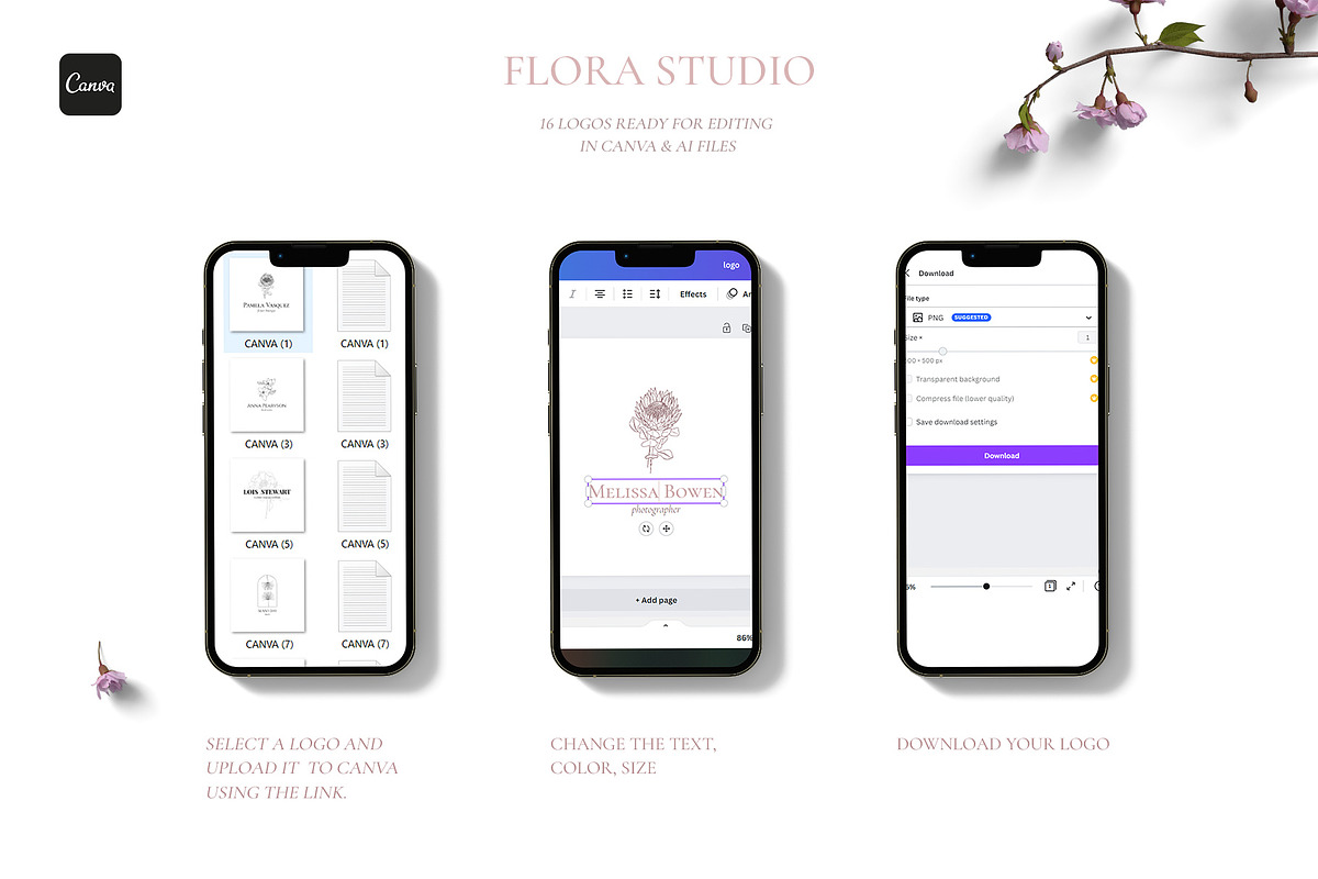 Floral logo and botanical elements, a Branding & Logo Template by Summer Nightingale Art (Photo 6 of 9)