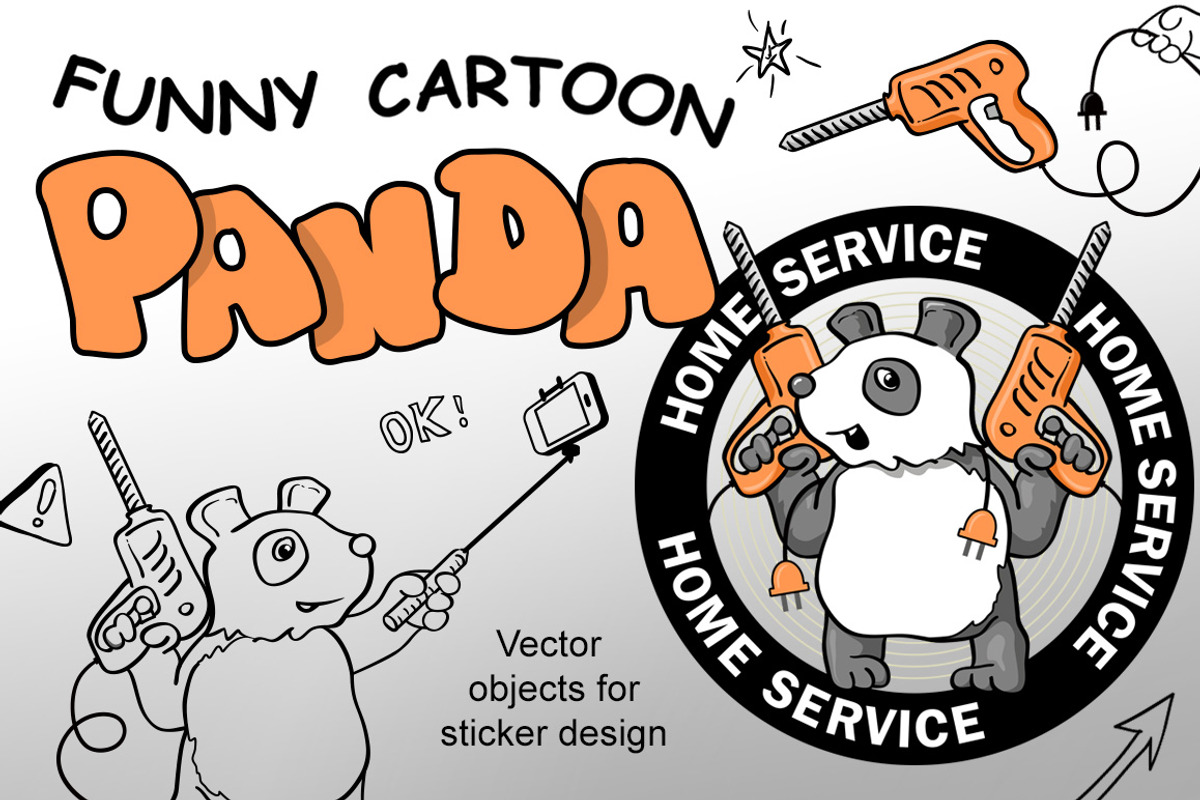 Funny Vector Pandas - Doodle Style, an Animal Illustration by Savgraf (Photo 1 of 6)