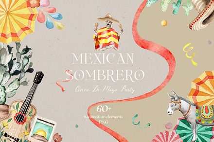 Mexican Sambrero-watercolor set