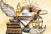 Vintage books clipart set, an Education Illustration by JuliaStarArt-FantasyHome (Thumbnail 1 of 10)