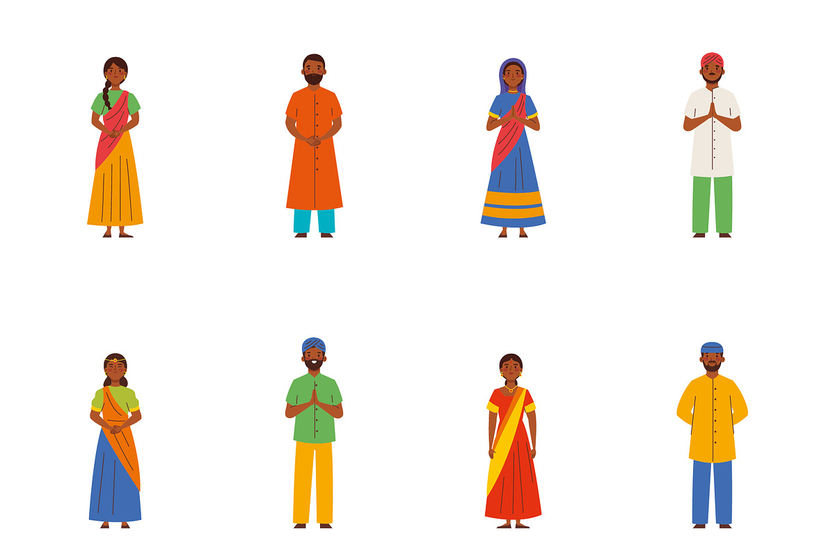 Indian Characters Illustration Set