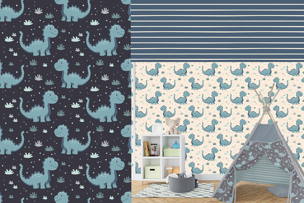 Childrens Cute Dino Patterns, a Pattern Graphic by Naty Art (Photo 5 of 9)