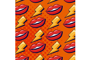 pop art mouths pattern, an Object Illustration by studiogstock