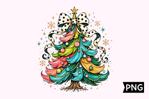 Colorful Christmas Tree Bow PNG, a Seasonal Illustration by Creative Art