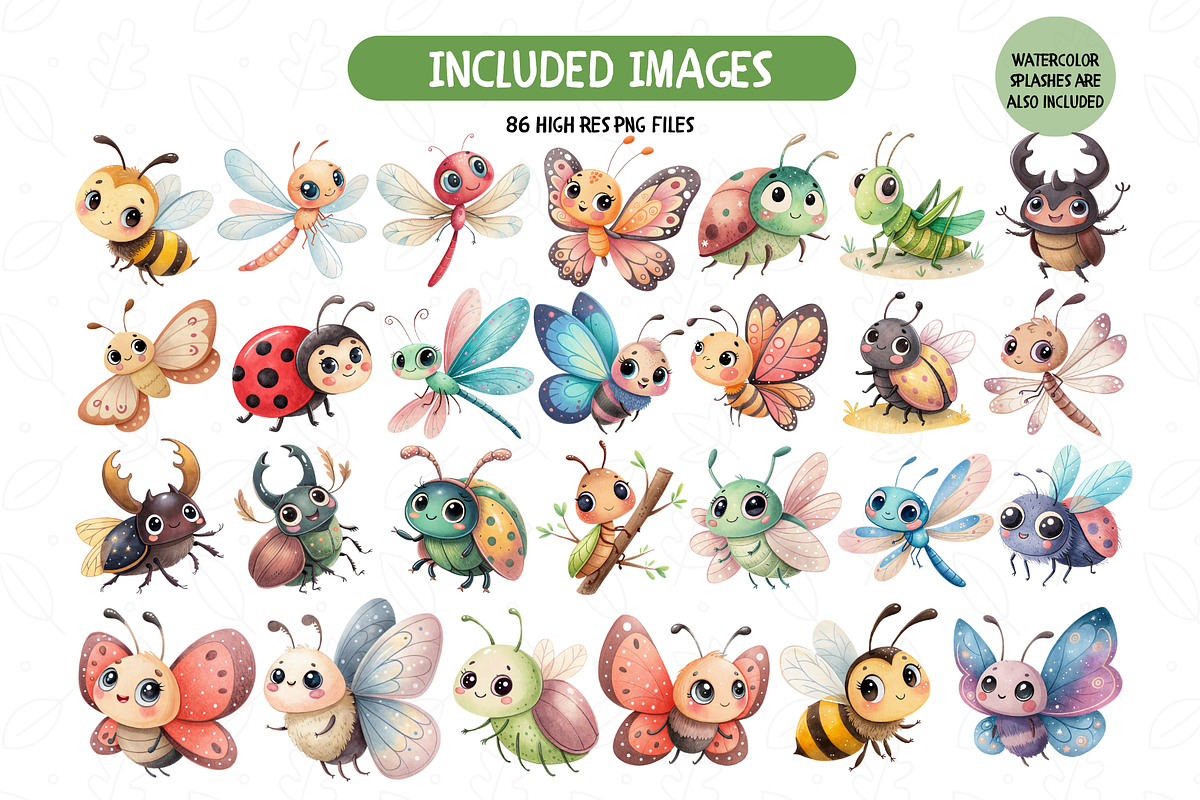 Watercolor Bug Clipart Bundle, an Illustration by TatiMockup (Photo 3 of 6)